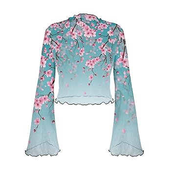 Amazon.com: YEXIATODO Almond Flower Shirt Long Bell Sleeve
